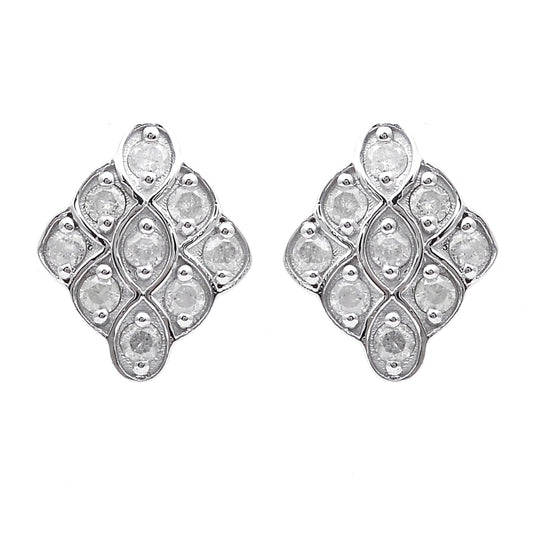 0.43 Ct Round Diamond 925 Sterling Silver Earrings