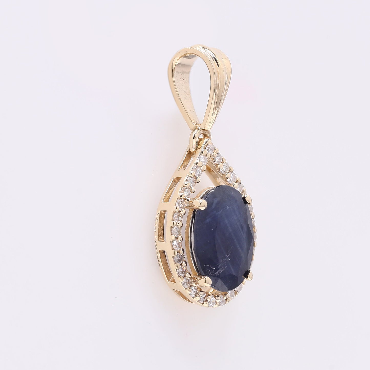 1.53 Ct Oval Mixed Cut Natural Sapphire 14K Gold Pendant