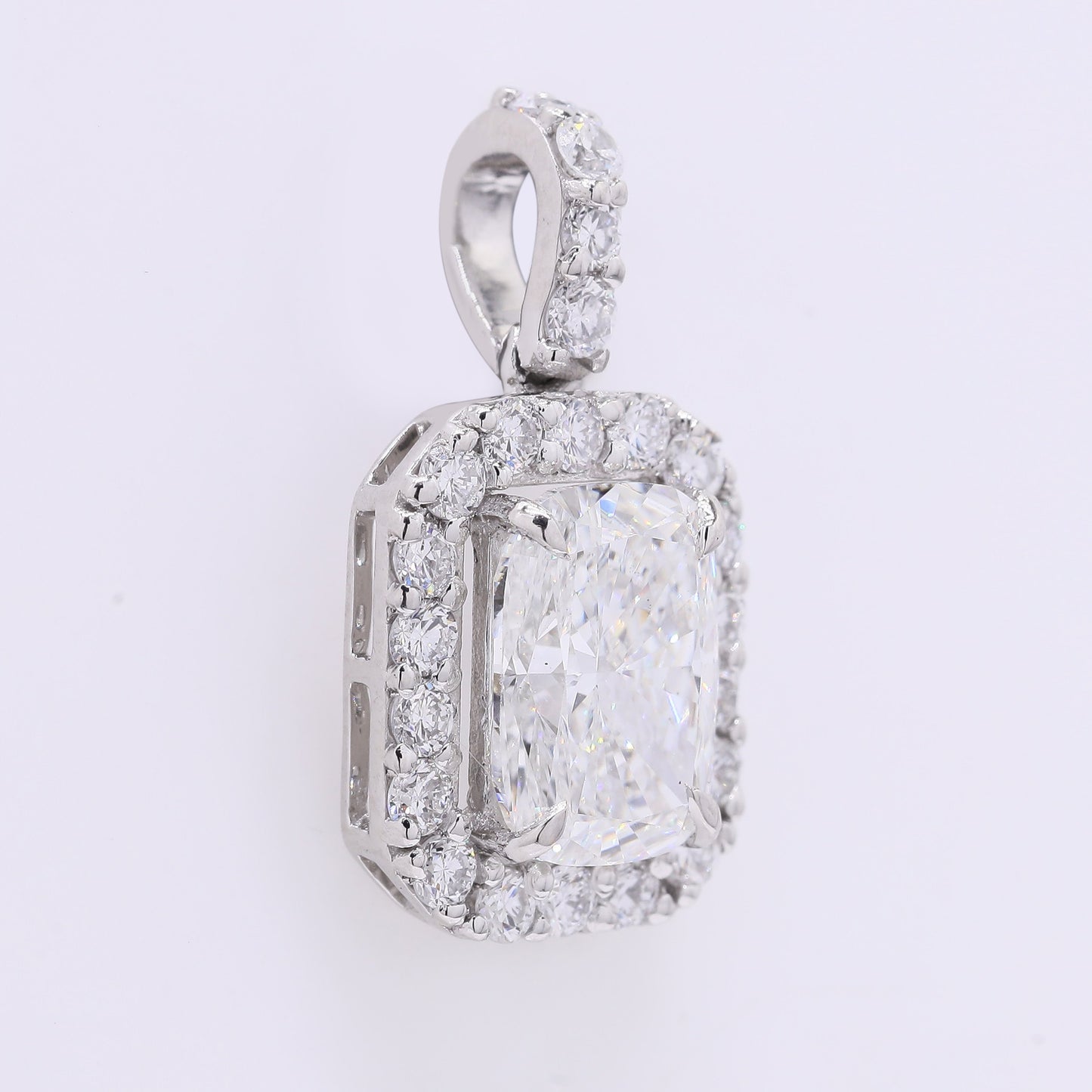 2.38 Ct Cushion Modified Brilliant Lab Grown Diamond 950 Platinum Pendant