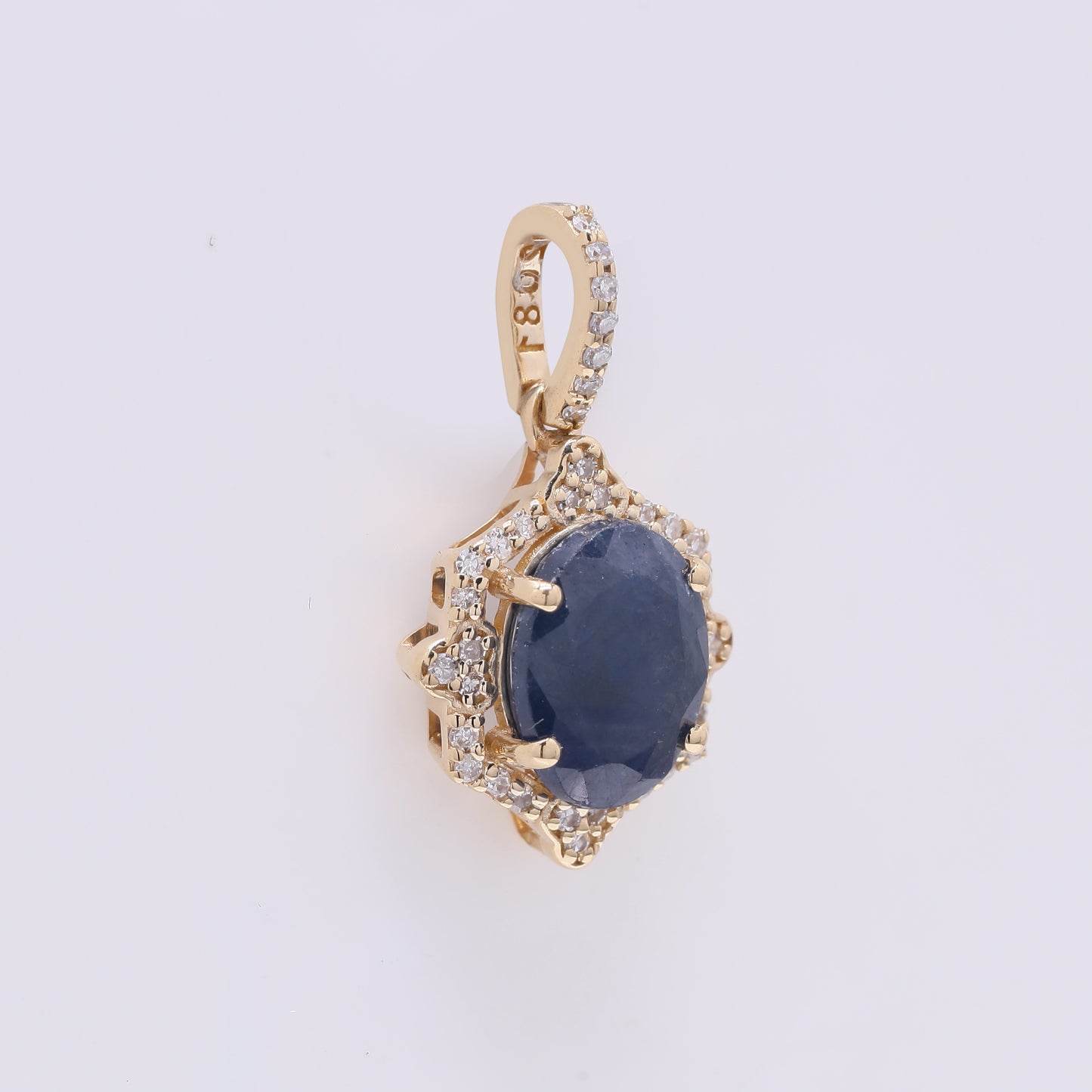 2.32 Ct Oval Mixed Cut Natural Sapphire 14K Gold Pendant