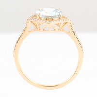 2.35 Ct Oval Mixed Cut Natural Beryl Aquamarine 14K Gold Ring