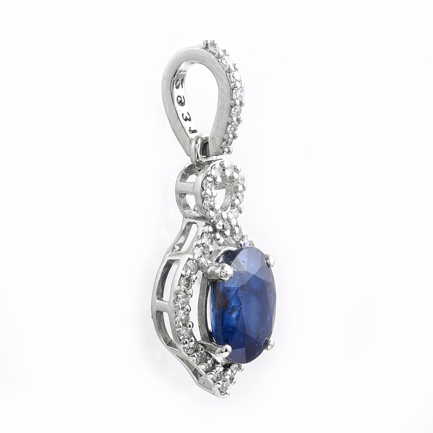 1.25 Ct Oval Sapphire 950 Platinum Pendant