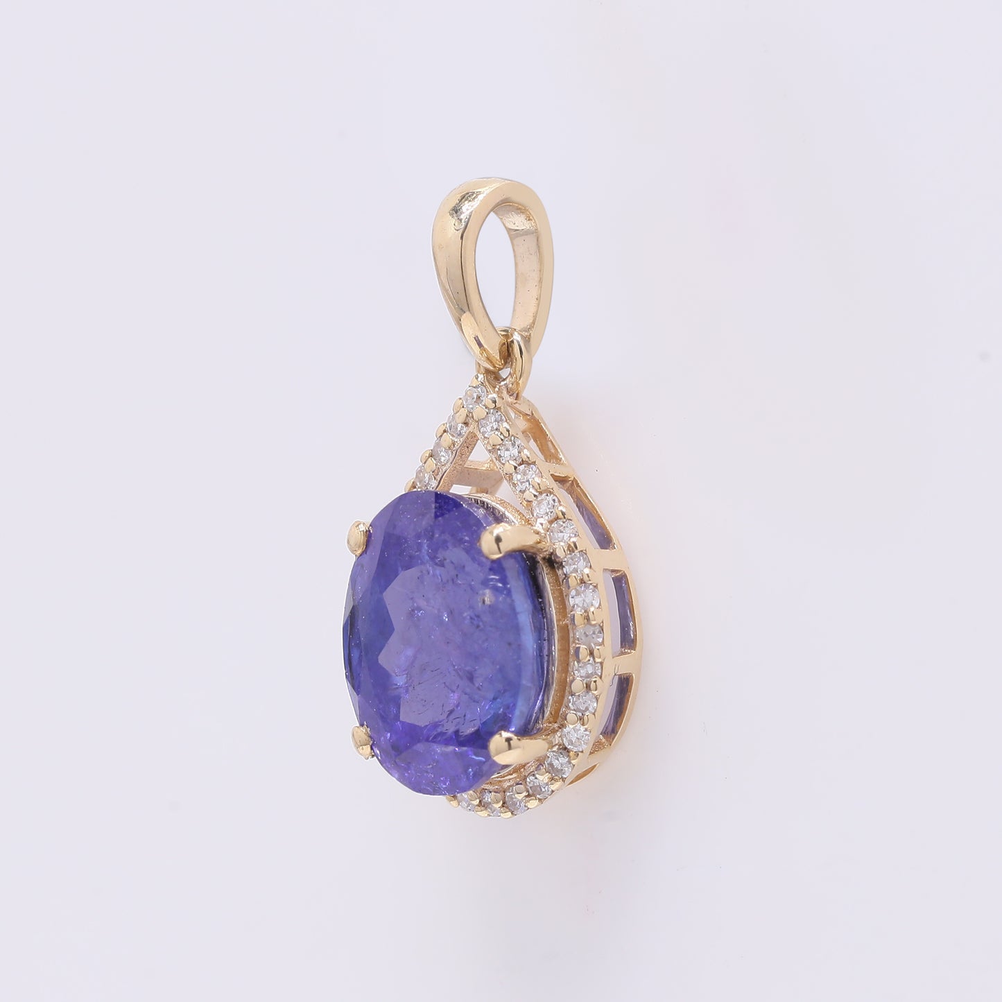 2.64 Ct Oval Mixed Cut Natural Tanzanite 14K Gold Pendant