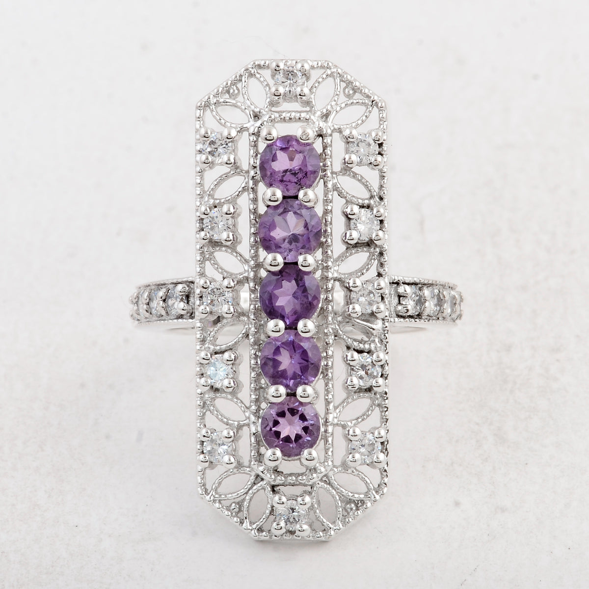 2.43 Ct Round Amethyst 925 Sterling Silver Ring