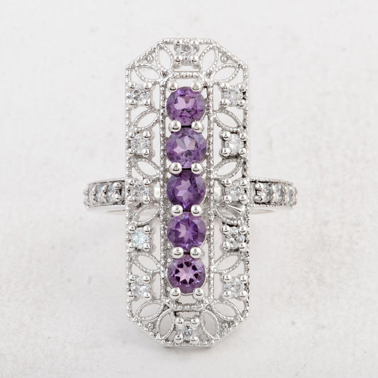 2.43 Ct Round Amethyst 925 Sterling Silver Ring