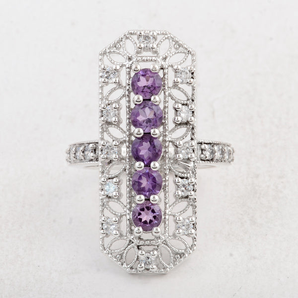 2.43 Ct Round Amethyst 925 Sterling Silver Ring