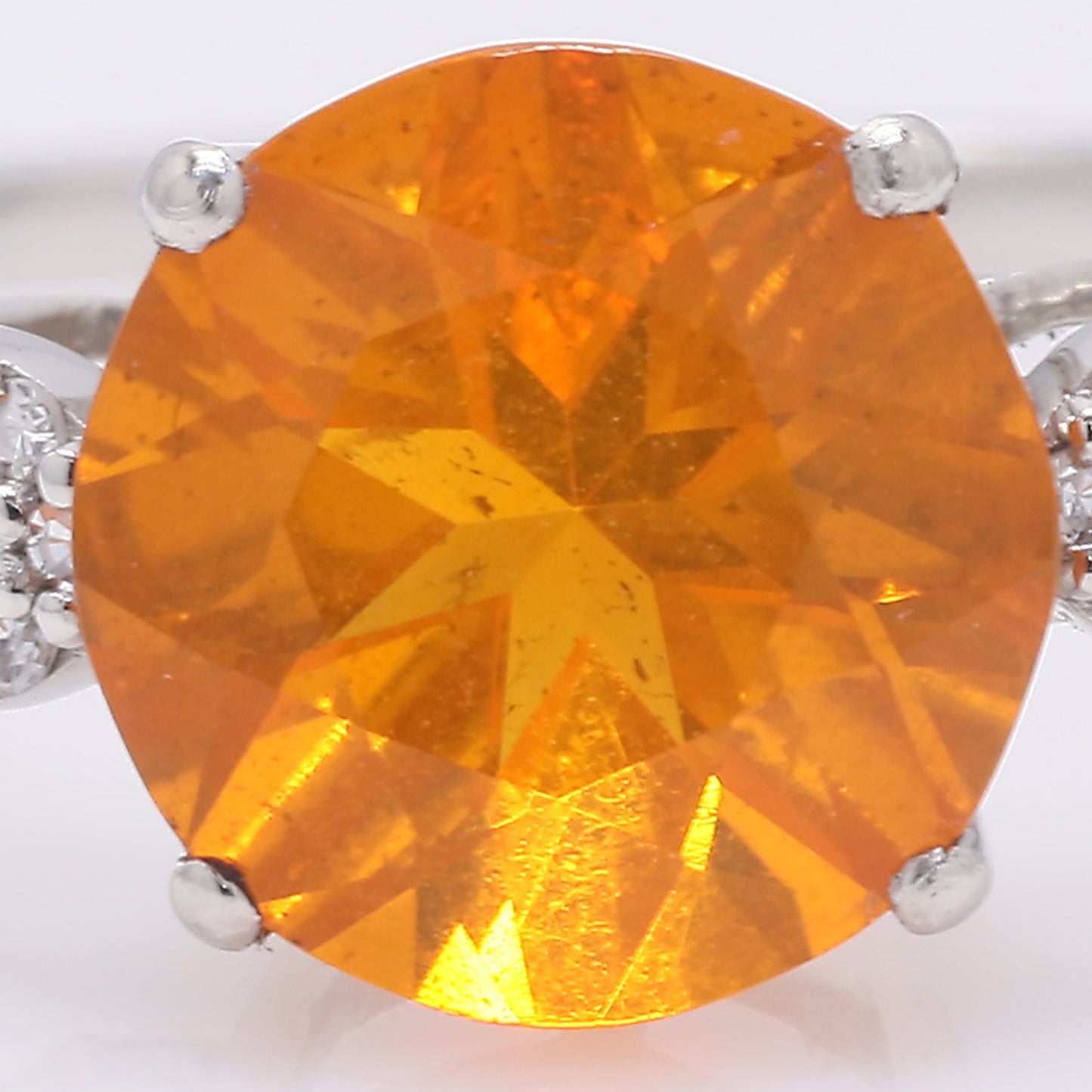 1.36 Ct Round Mixed Cut Natural Fire Opal 950 Platinum Ring