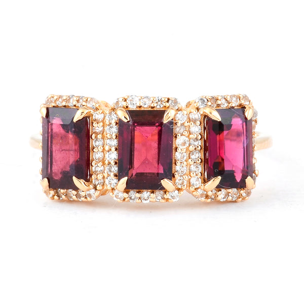 2.22 Ct Octagon Rubellite 14K Gold Ring