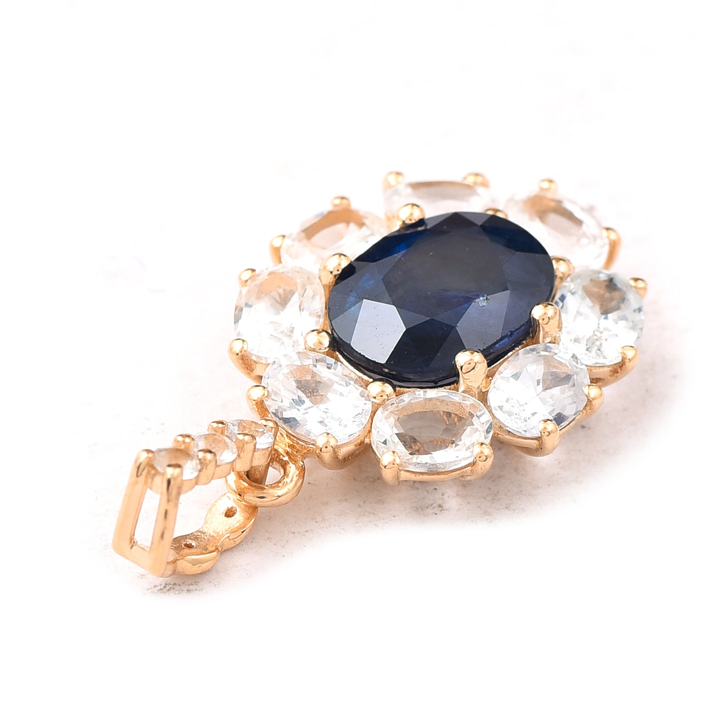 3.78 Ct Oval Mixed Cut Natural Sapphire 14K Gold Pendant