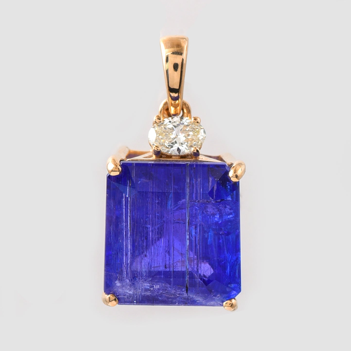 6.19 Ct Octagon Step Cut Natural Tanzanite 14K Gold Pendant