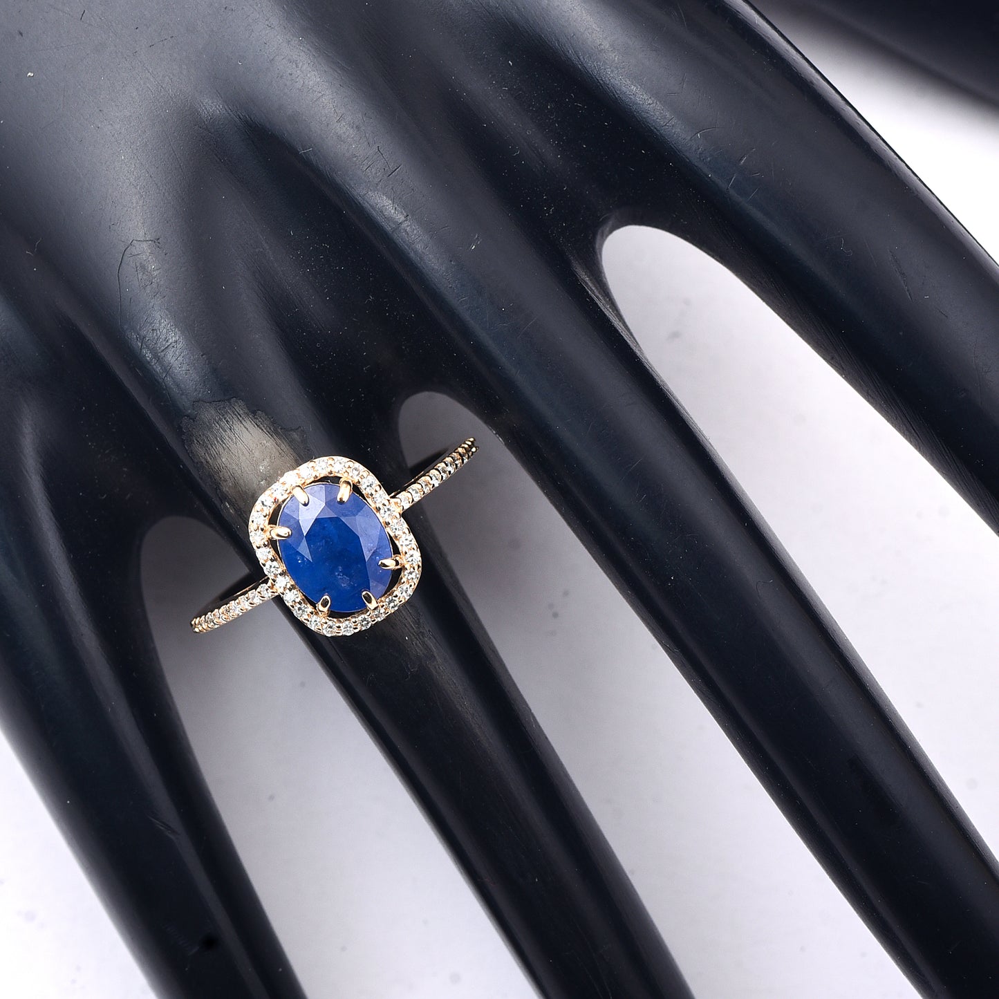 2.07 Ct Oval Mixed Cut Natural Sapphire 14K Gold Ring