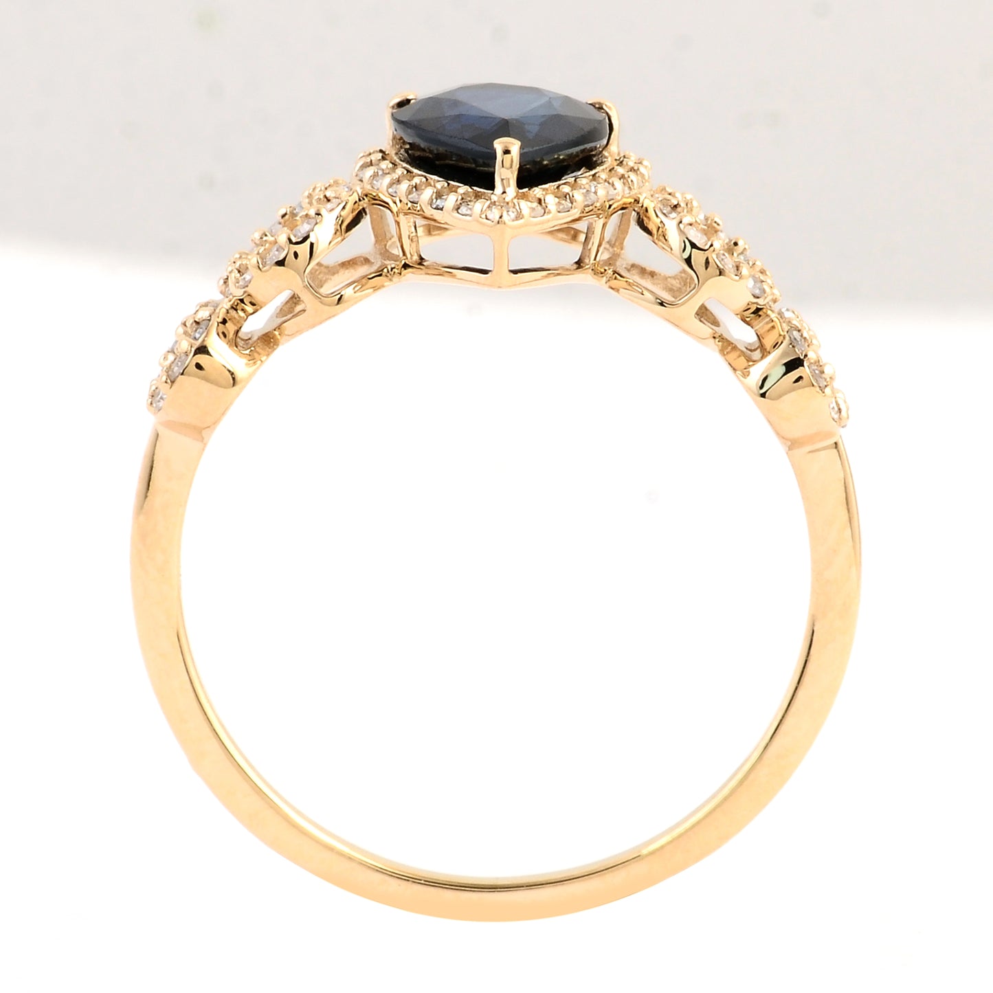 1.67 Ct Pear Mixed Cut Natural Corundum Sapphire 14K Gold Ring