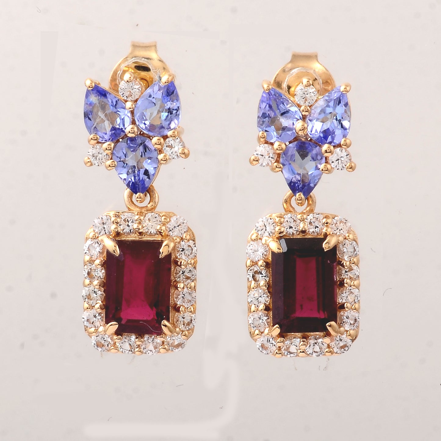 2.92 Ct Octagon Rubellite 14K Gold Earrings