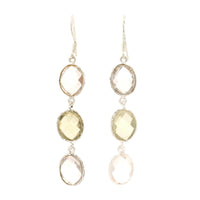 9.40 Ct Rose Quartz, Lemon Quartz 925 Sterling Silver Earrings