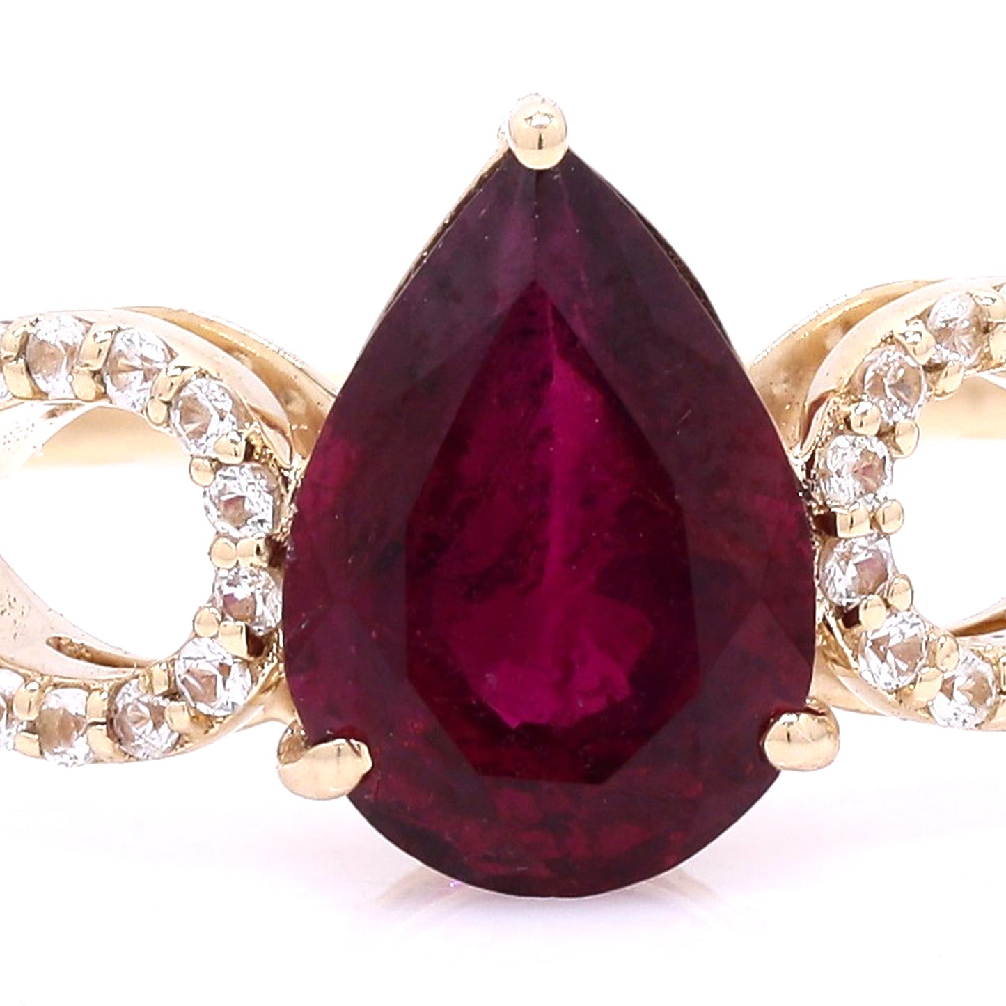1.52 Ct Pear Mixed Cut Natural Rubellite 14K Gold Ring