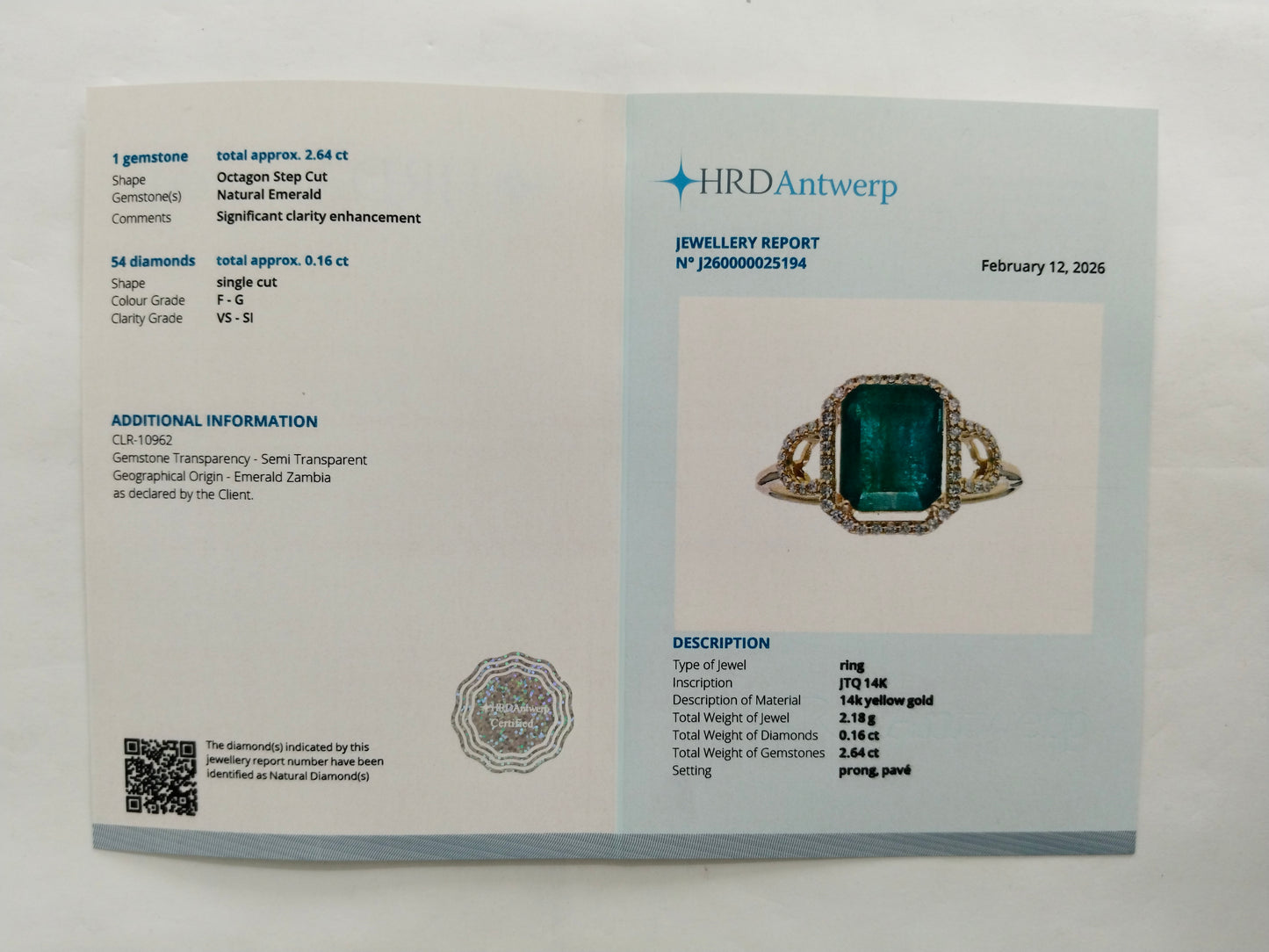 2.80 Ct Octagon Step Cut Natural Emerald 14K Gold Ring