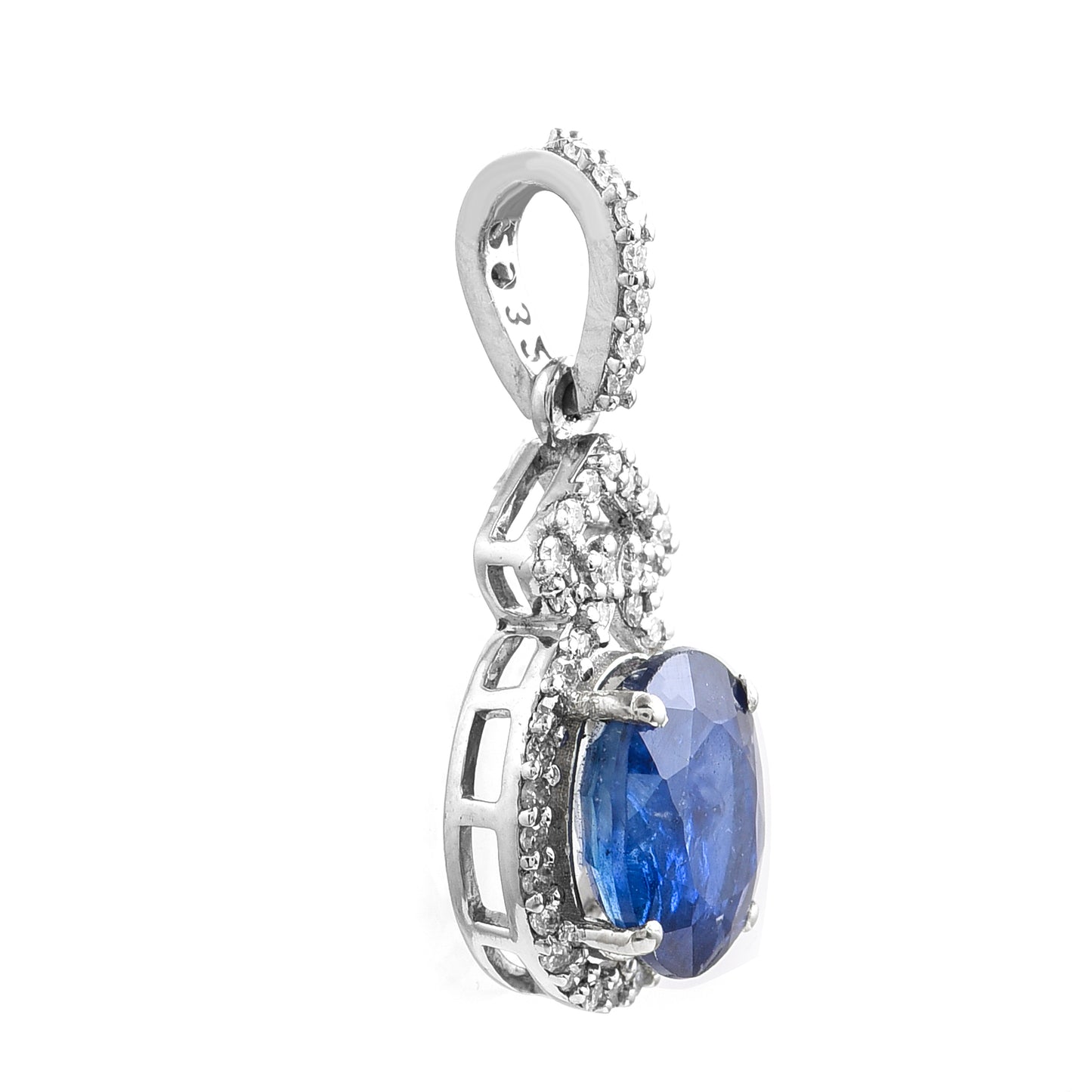 1.89 Ct Oval Sapphire 950 Platinum Pendant