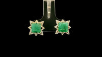 2.41 Ct Square Emerald 9K Gold Earrings