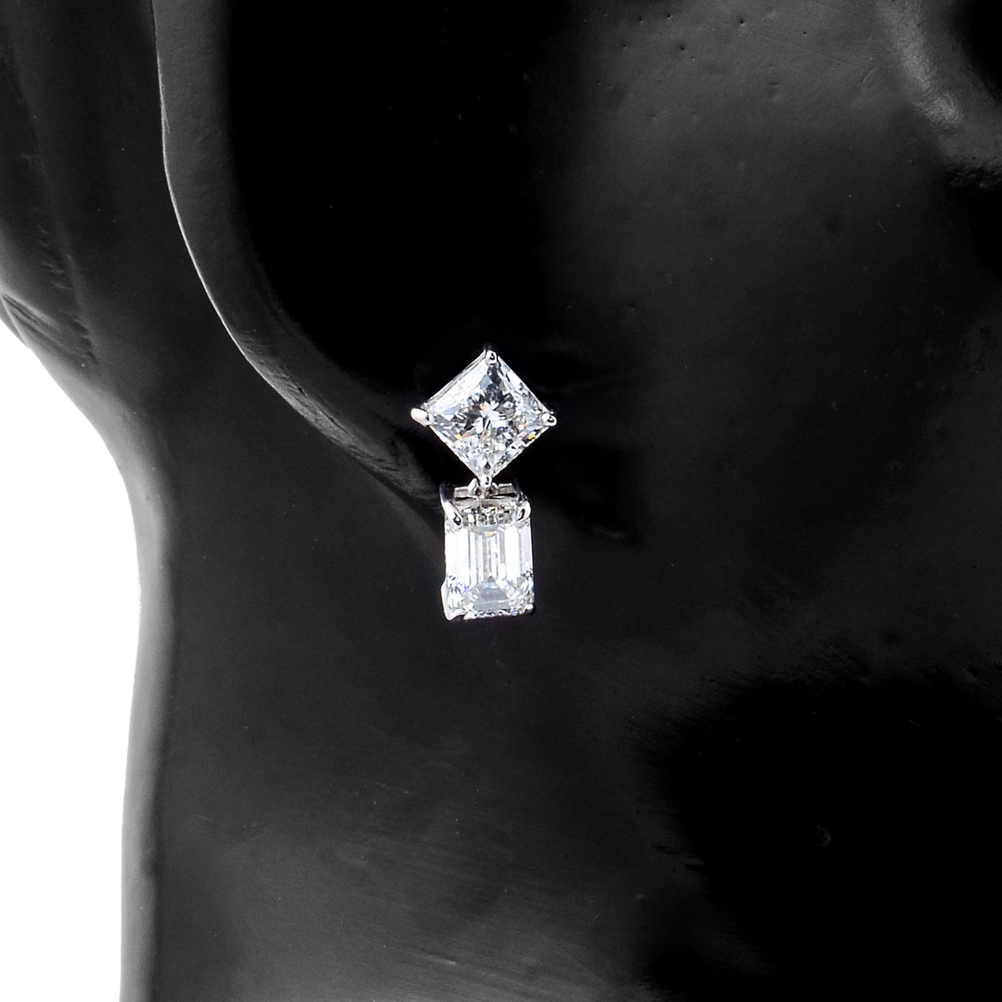 4.04 Ct Square, Octagon Lab Grown Diamond 14K Gold Earrings