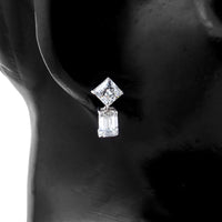 4.04 Ct Square, Octagon Lab Grown Diamond 14K Gold Earrings