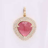 3.50 Ct Pear Cabochon Natural Tourmaline 14K Gold Pendant