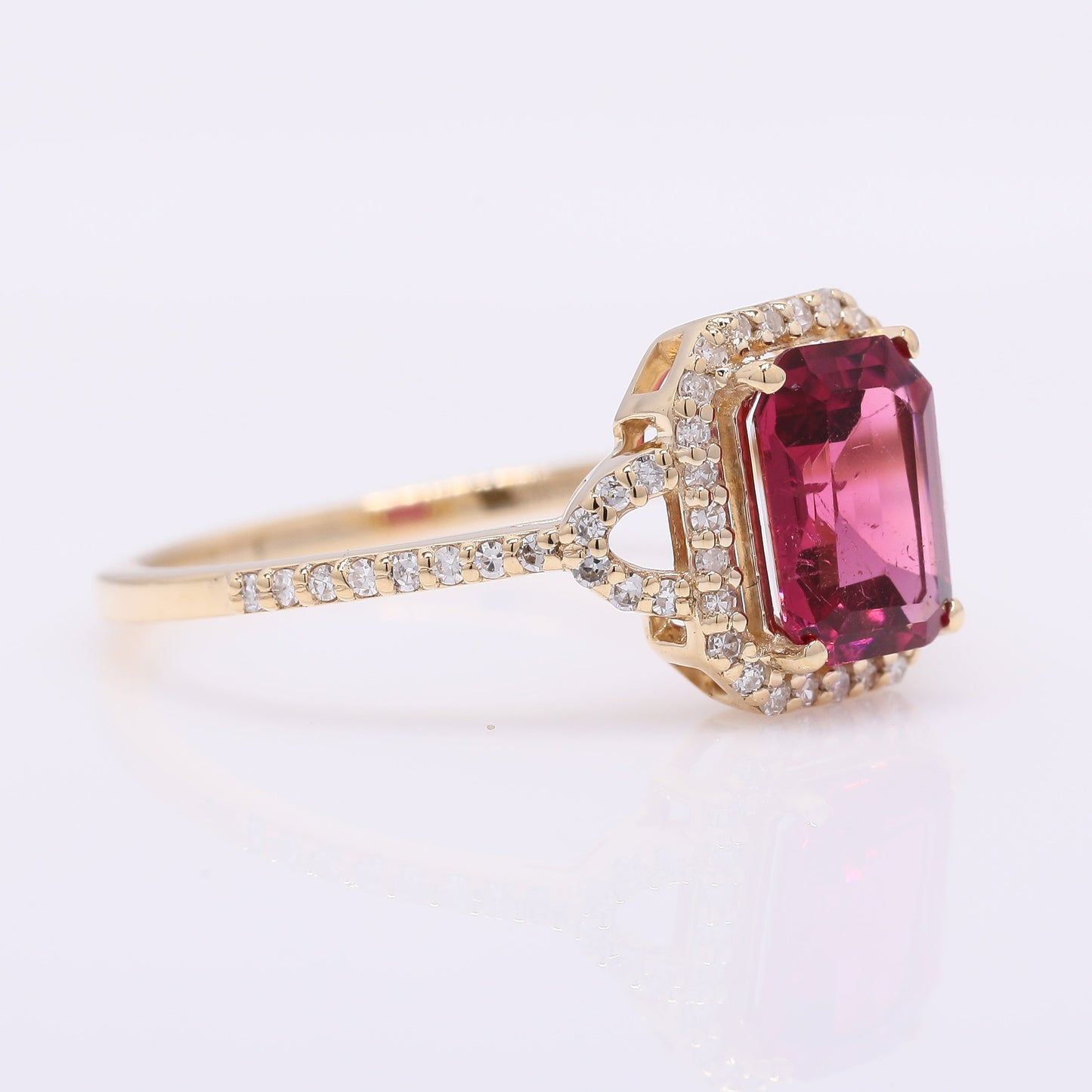 1.25 Ct Octagon Step Cut Natural Tourmaline 14K Gold Ring