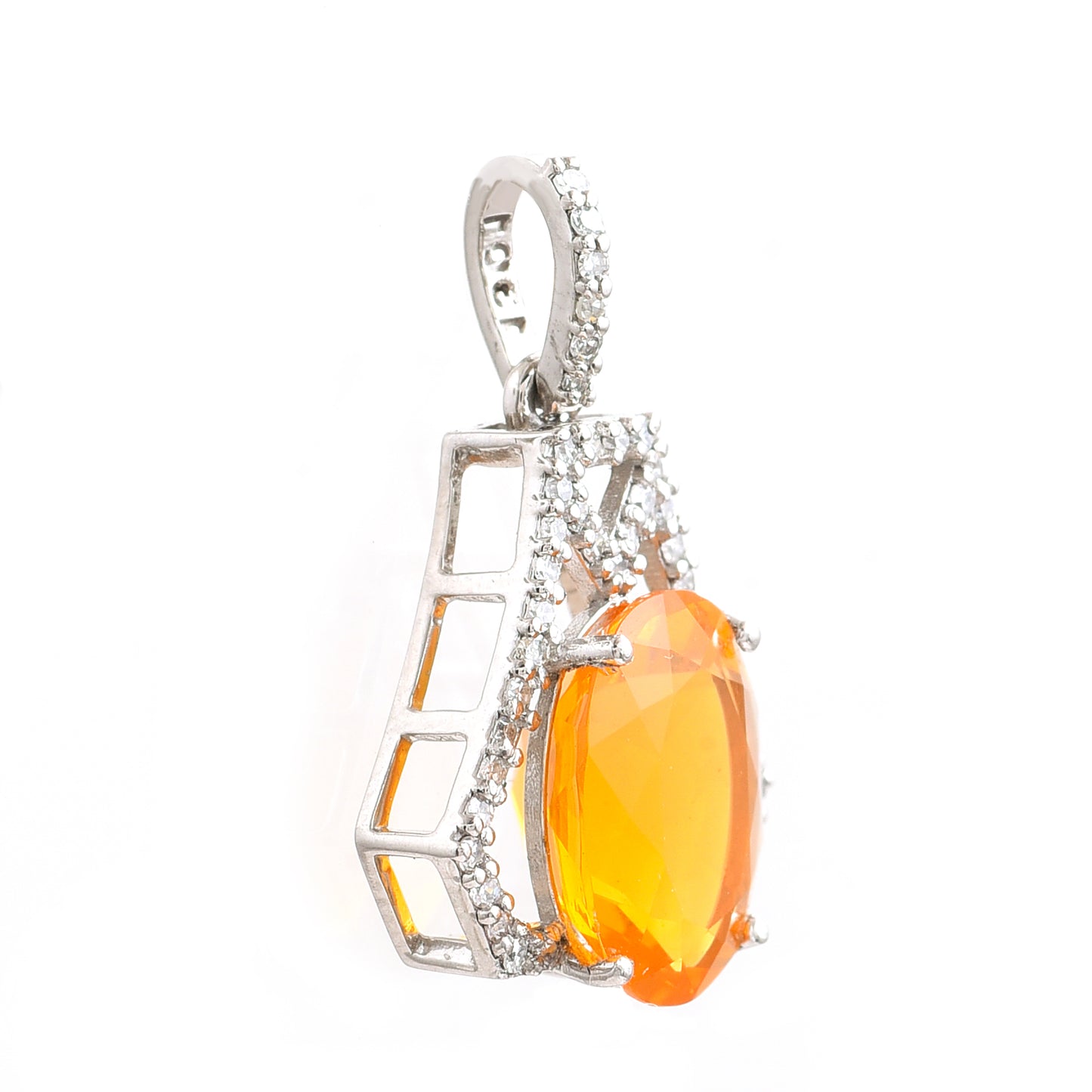 1.83 Ct Oval Fire Opal 950 Platinum Pendant