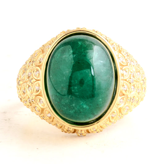 9.88 Carat Natural Beryl Emerald 14K Gold Ring