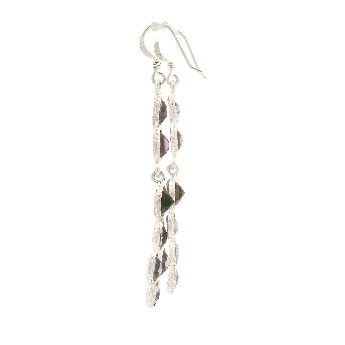 7.18 Ct Smoky Quartz, Amethyst 925 Sterling Silver Earrings