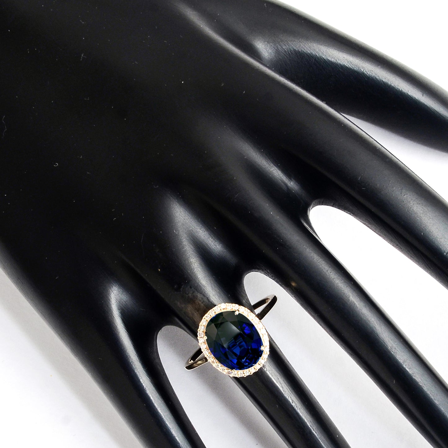 4.11 Ct Oval Lab Grown Sapphire 14K Gold Ring