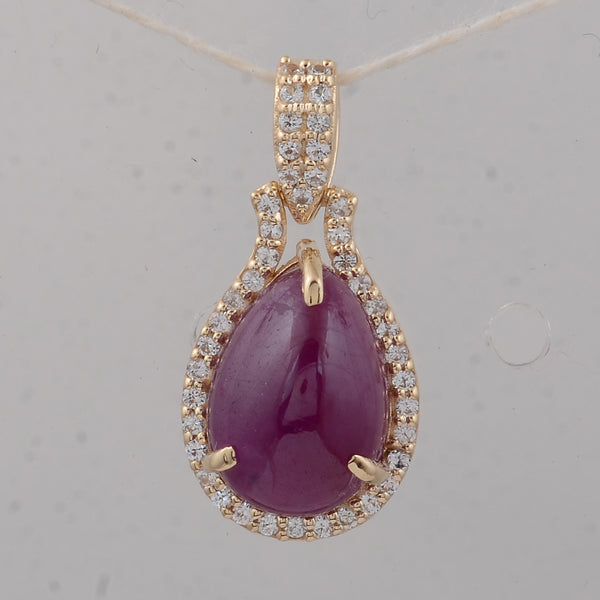 3.85 Ct Pear Ruby 9K Gold Pendant
