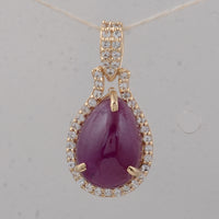 3.85 Ct Pear Ruby 9K Gold Pendant