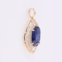 3.02 Ct Oval Mixed Cut Natural Sapphire 14K Gold Pendant