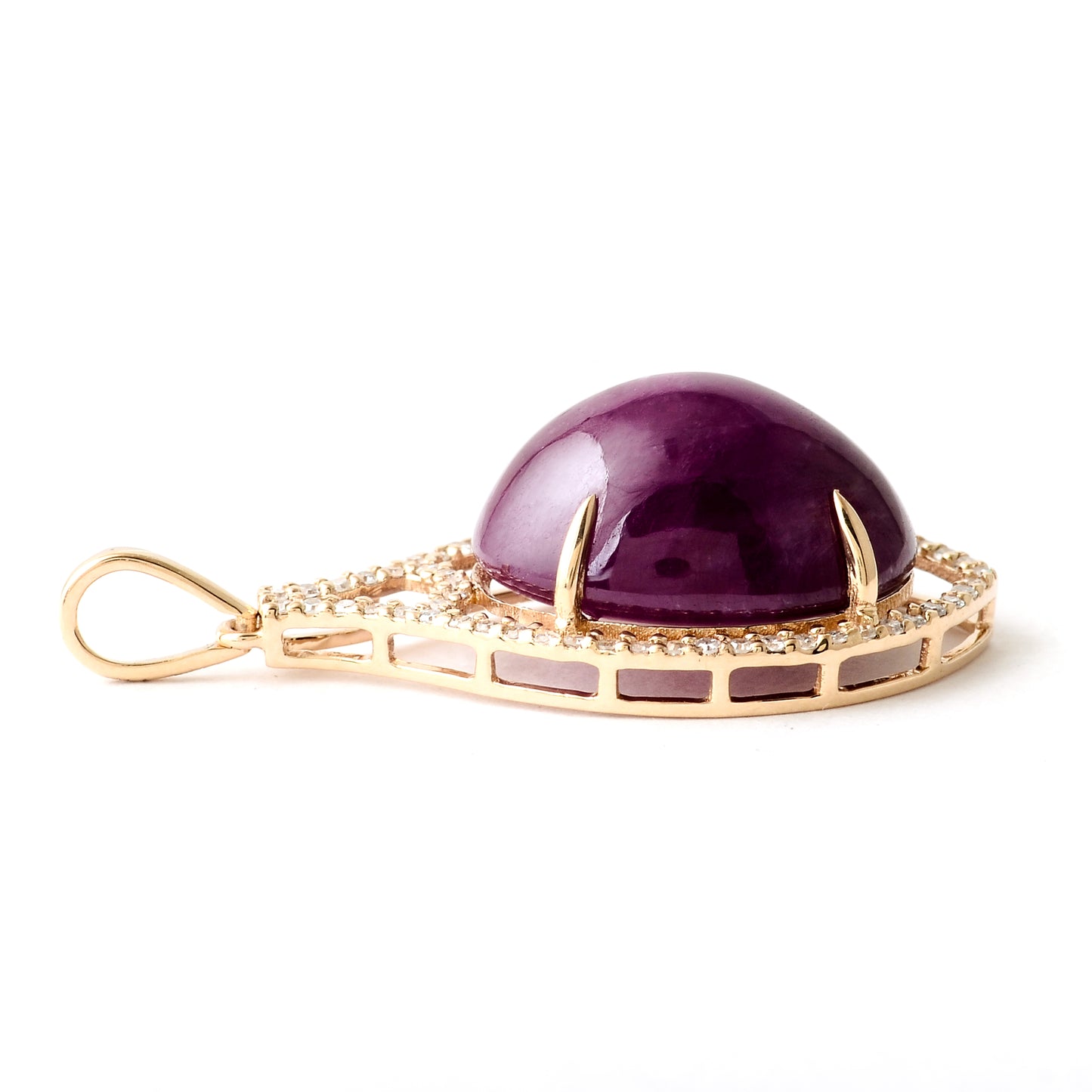 12.00 Ct Oval Cabochon Natural Corundum Ruby 14K Gold Pendant