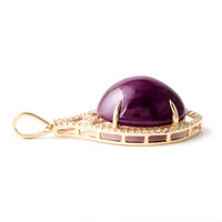 12.00 Ct Oval Cabochon Natural Corundum Ruby 14K Gold Pendant
