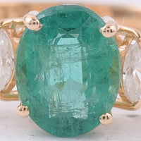1.15 Ct Oval Natural Emerald 14K Gold Ring