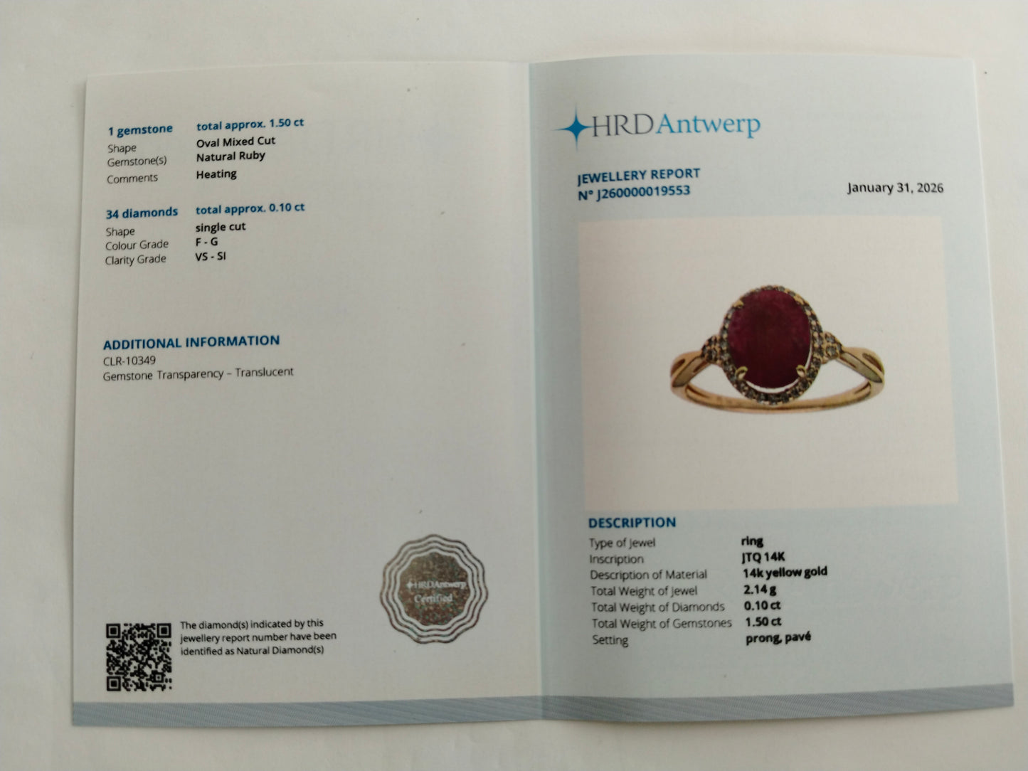 1.60 Ct Oval Mixed Cut Natural Ruby 14K Gold Ring