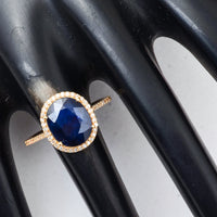 3.25 Ct Oval Mixed Cut Natural Sapphire 14K Gold Ring