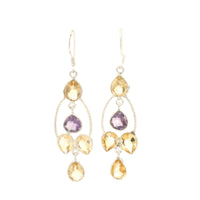 11.13 Ct Citrine, Amethyst 925 Sterling Silver Earrings