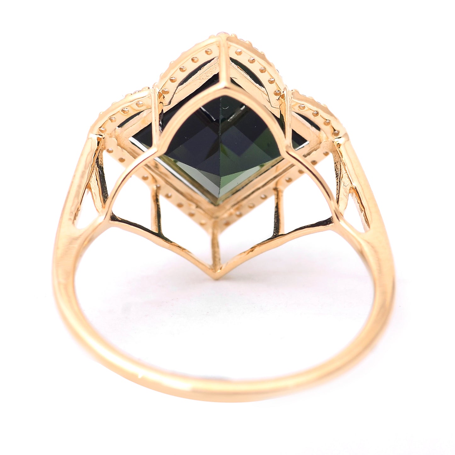 4.22 Ct Square Step Cut Natural Tourmaline 14K Gold Ring