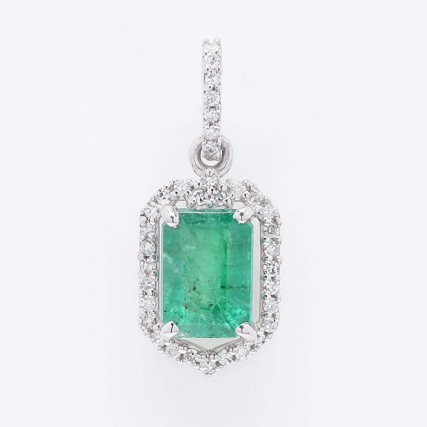 1.20 Ct Octagon Step Cut Natural Emerald 950 Platinum Pendant