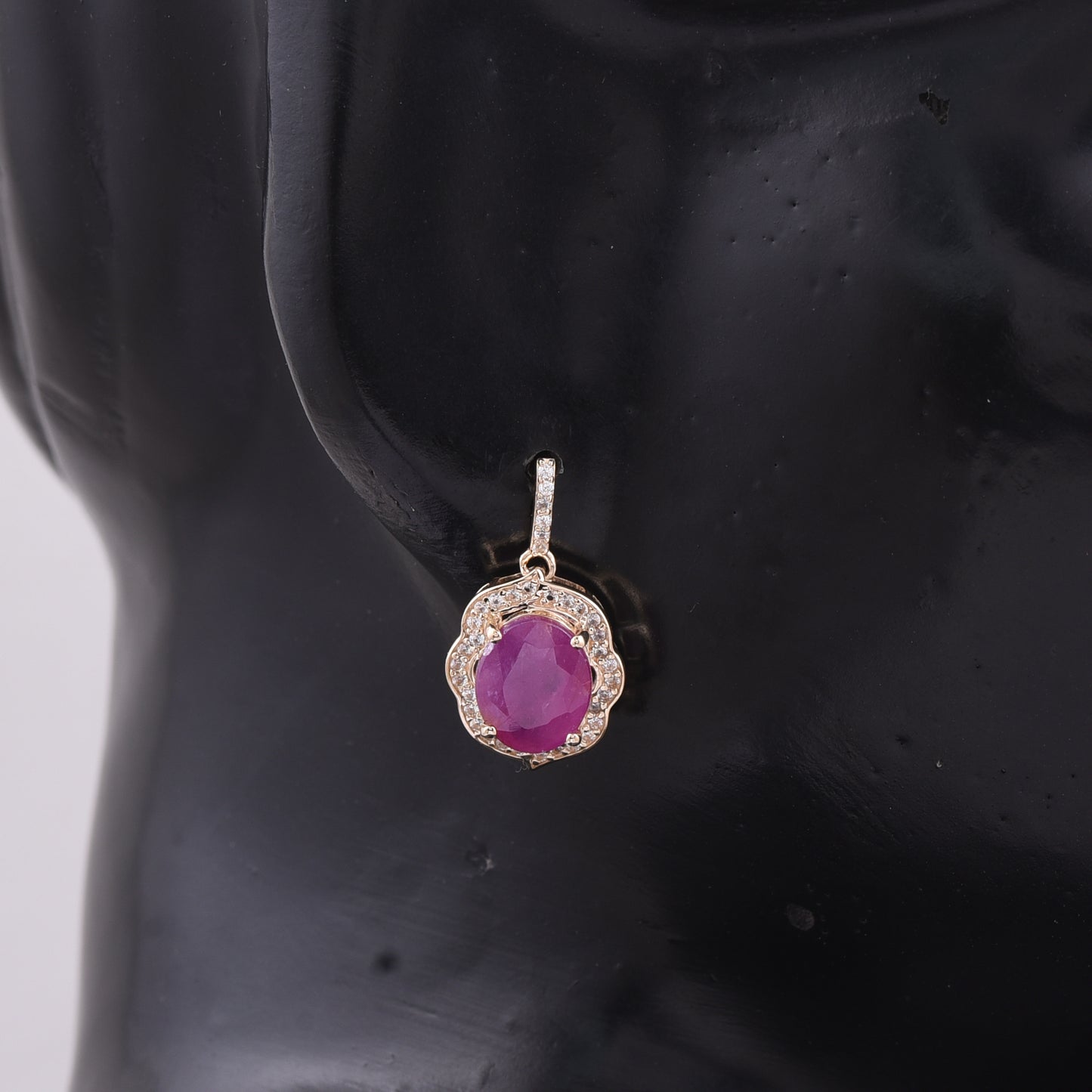 4.33 Ct Oval Ruby 9K Gold Earrings