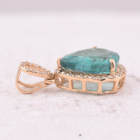 2.76 Ct Pear Mixed Cut Natural Emerald 14K Gold Pendant