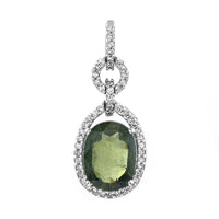 2.88 Ct Oval Mixed Cut Natural Green Sapphire 950 Platinum Pendant