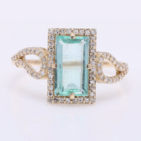 1.55 Ct Rectangle Step Cut Natural Emerald 14K Gold Ring
