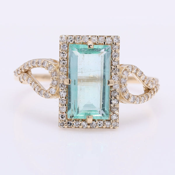 1.55 Ct Rectangle Step Cut Natural Emerald 14K Gold Ring