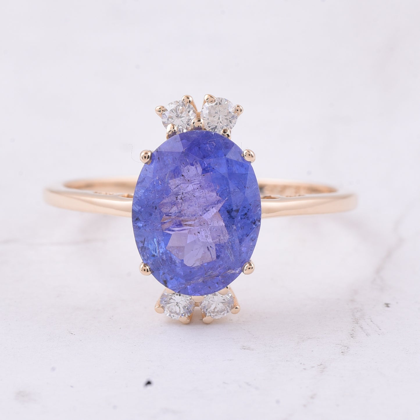 2.95 Ct Oval Natural Tanzanite 14K Gold Ring