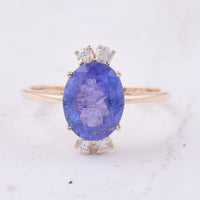 2.95 Ct Oval Natural Tanzanite 14K Gold Ring
