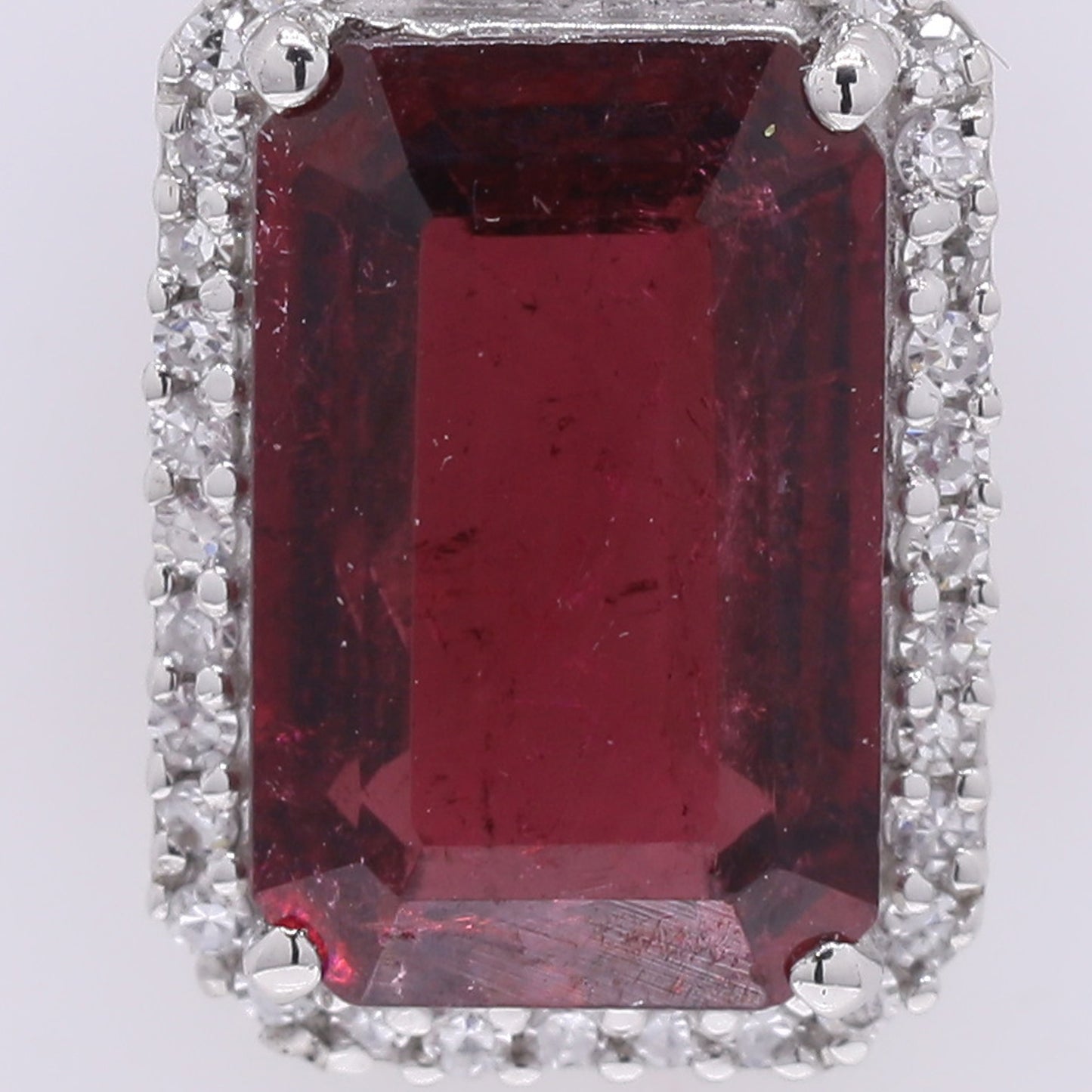2.57 Ct Octagon Step Cut Natural Rubellite 950 Platinum Pendant