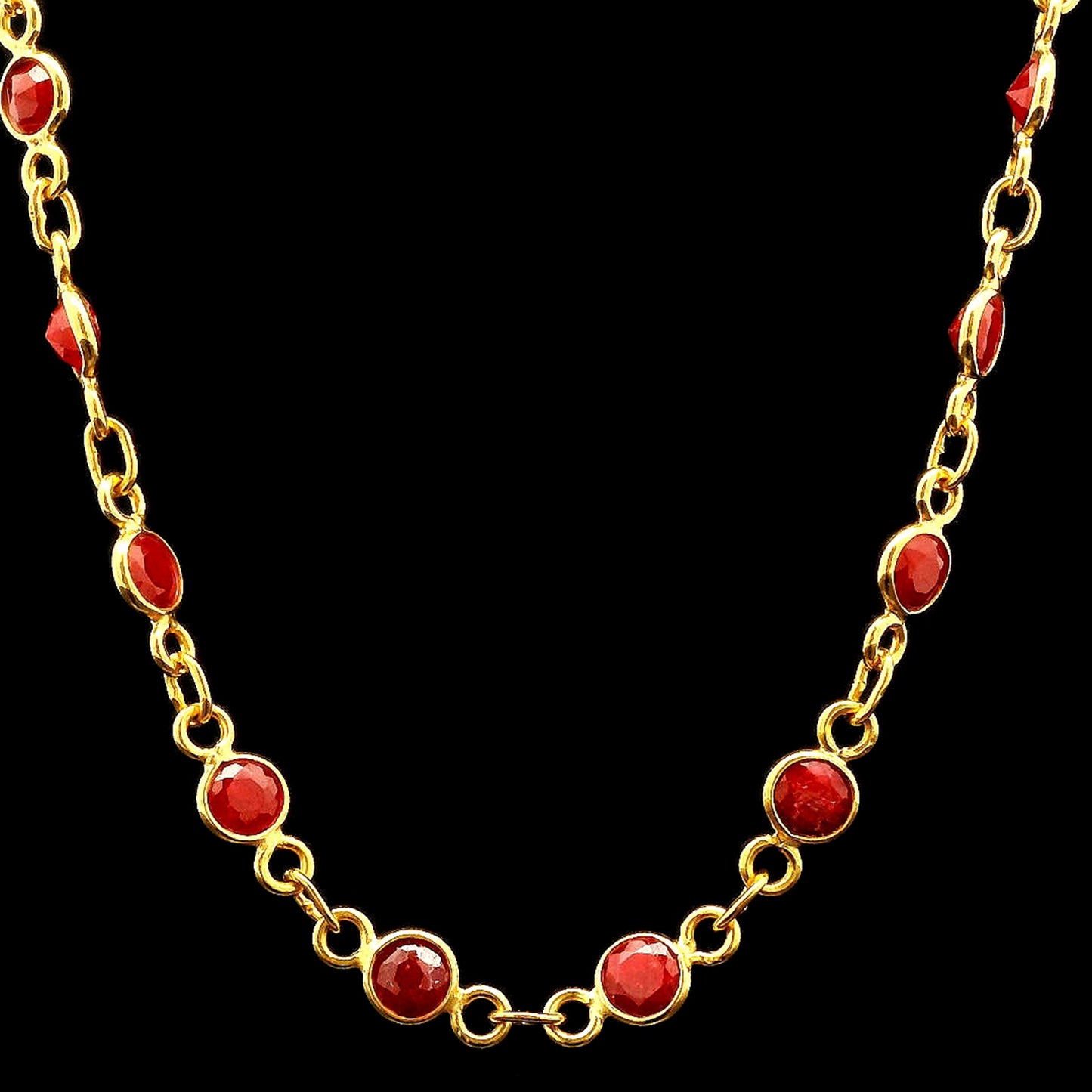 13.54 Ct Round Dyed Ruby 925 Sterling Silver Necklace